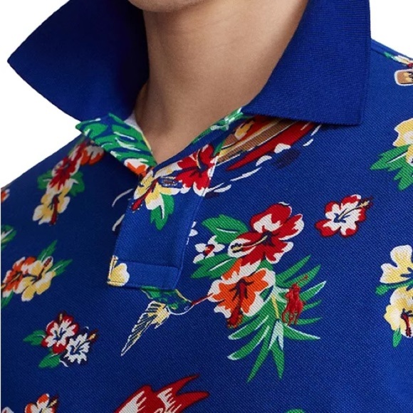 Ralph Lauren Men's Blue Tropical Polo Shirt - Picture 4 of 10